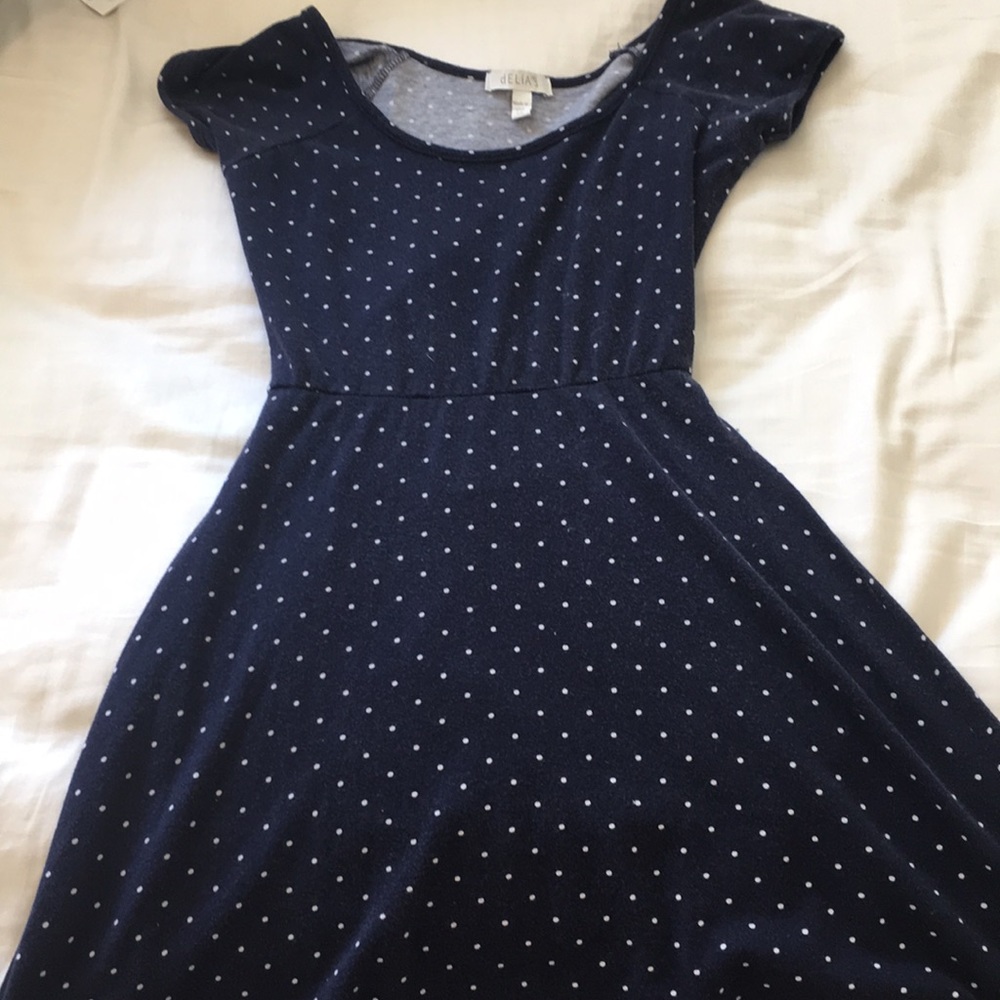 Navy polkadot dress